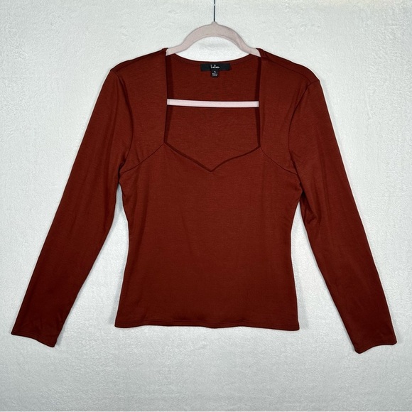 Lulus Tops - Lulu's Rust Square-Neck Long Sleeve Top size XL